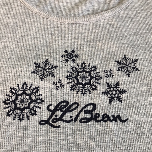 LLBean Woman’s Long Sleeve Waffle Knit Thermal Top Grey size L - Picture 2 of 7